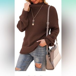 Womens Turtleneck Oversized Sweaters Batwing Long Sleeve Pullover Loose Chunky